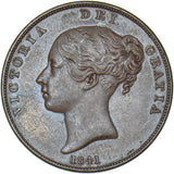 1841 Penny - Victoria British Copper Coin - Very Nice
