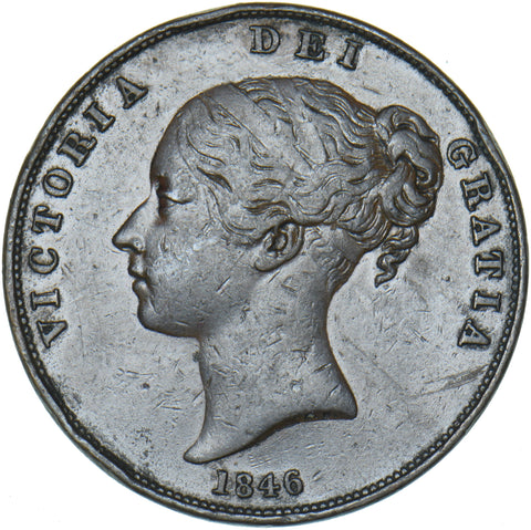 1846 Penny - Victoria British Copper Coin
