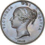1848 Penny (8 Over 7) - Victoria British Copper Coin - Superb