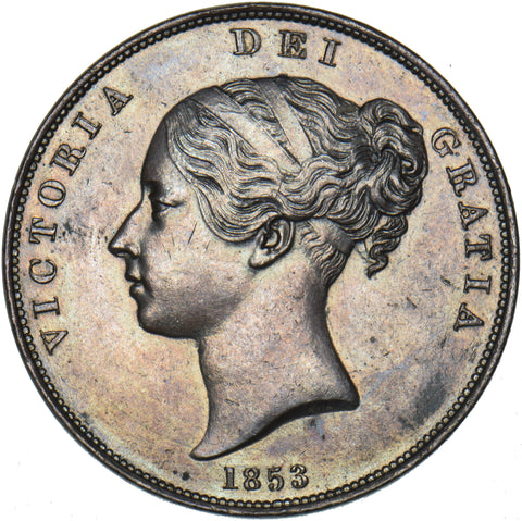 1853 Penny - Victoria British Copper Coin