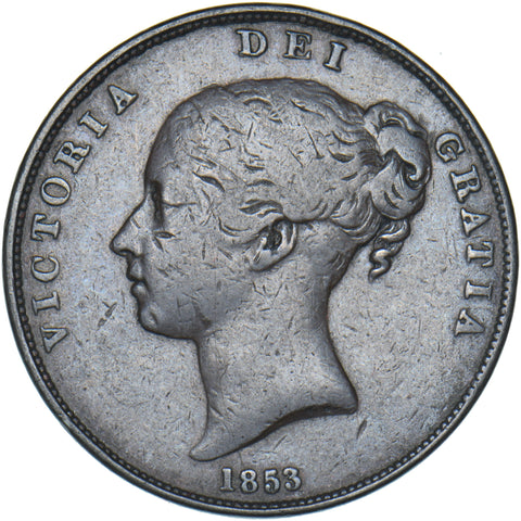 1853 Penny - Victoria British Copper Coin