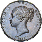 1853 Penny - Victoria British Copper Coin - Very Nice