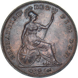 1854 Penny - Victoria British Copper Coin - Very Nice