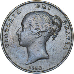 1854 Penny - Victoria British Copper Coin