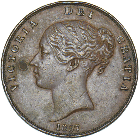 1857 Penny - Victoria British Copper Coin