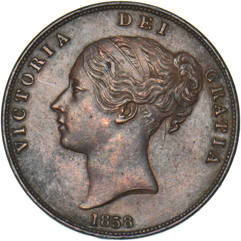1858 Penny - Victoria British Copper Coin