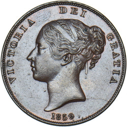 1859 Penny - Victoria British Copper Coin - Superb