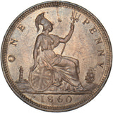 1860 Penny (F13) - Victoria British Bronze Coin - Very Nice