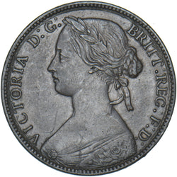 1860 Penny (F13) - Victoria British Bronze Coin - Very Nice