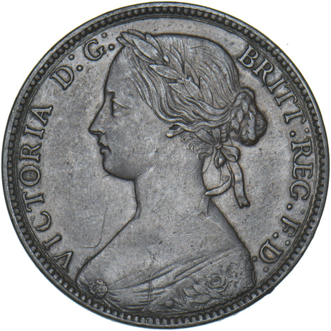 1860 Penny (F13) - Victoria British Bronze Coin - Very Nice