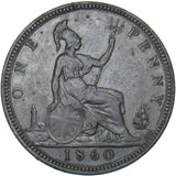 1860 Penny (F13) - Victoria British Bronze Coin - Very Nice