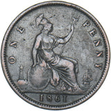 1861 Penny (F33) - Victoria British Bronze Coin