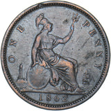 1862 Penny - Victoria British Bronze Coin - Nice