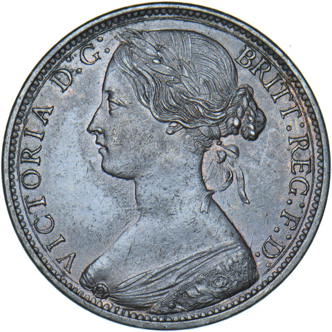 1863 Penny - Victoria British Bronze Coin - Very Nice