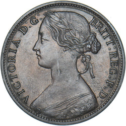 1863 Penny - Victoria British Bronze Coin - Very Nice