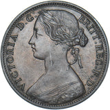 1863 Penny - Victoria British Bronze Coin - Very Nice