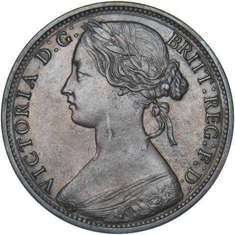 1863 Penny - Victoria British Bronze Coin - Very Nice