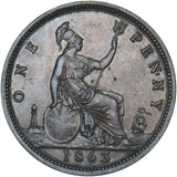 1863 Penny - Victoria British Bronze Coin - Very Nice