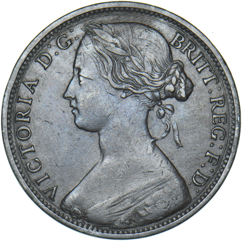 1863 Penny - Victoria British Bronze Coin - Nice
