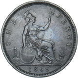 1863 Penny - Victoria British Bronze Coin - Nice