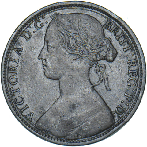 1863 Penny - Victoria British Bronze Coin - Nice