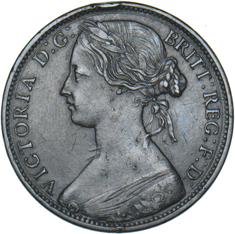 1865 Penny - Victoria British Bronze Coin - Nice