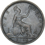 1866 Penny - Victoria British Bronze Coin - Nice