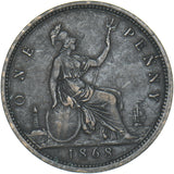 1868 Penny - Victoria British Bronze Coin - Nice