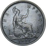 1871 Penny - Victoria British Bronze Coin - Nice