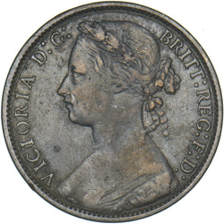 1876 Penny - Victoria British Bronze Coin - Nice