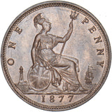 1877 Penny - Victoria British Bronze Coin - Very Nice