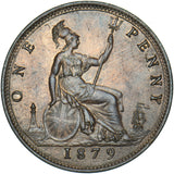1879 Penny - Victoria British Bronze Coin - Very Nice
