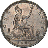 1880 Penny - Victoria British Bronze Coin - Nice