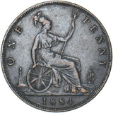 1884 Penny - Victoria British Bronze Coin - Nice