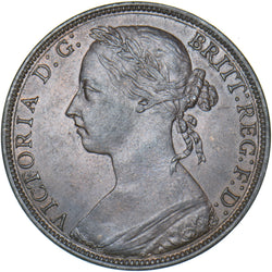 1887 Penny - Victoria British Bronze Coin - Very Nice