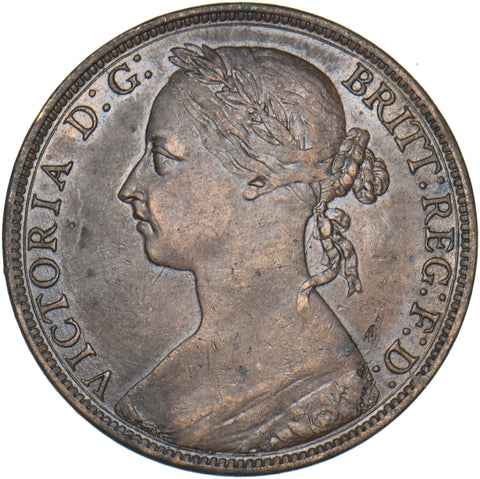 1887 Penny - Victoria British Bronze Coin - Nice