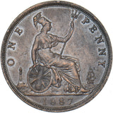 1887 Penny - Victoria British Bronze Coin - Nice