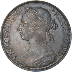 1887 Penny - Victoria British Bronze Coin - Very Nice