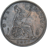 1887 Penny - Victoria British Bronze Coin - Very Nice