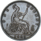 1889 Penny - Victoria British Bronze Coin - Nice