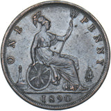 1890 Penny - Victoria British Bronze Coin - Nice