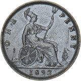 1892 Penny - Victoria British Bronze Coin - Nice