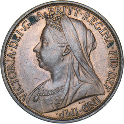 1896 Penny - Victoria British Bronze Coin - Very Nice