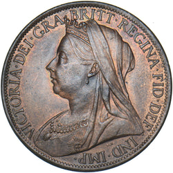1897 Penny - Victoria British Bronze Coin - Very Nice