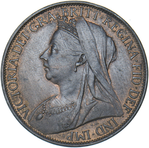1897 Penny - Victoria British Bronze Coin - Very Nice