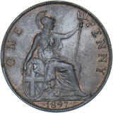 1897 Penny - Victoria British Bronze Coin - Very Nice