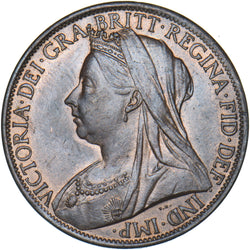 1897 Penny - Victoria British Bronze Coin - Very Nice