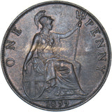 1899 Penny - Victoria British Bronze Coin - Very Nice
