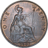 1901 Penny - Victoria British Bronze Coin - Very Nice