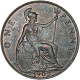 1902 Penny - Edward VII British Bronze Coin - Superb